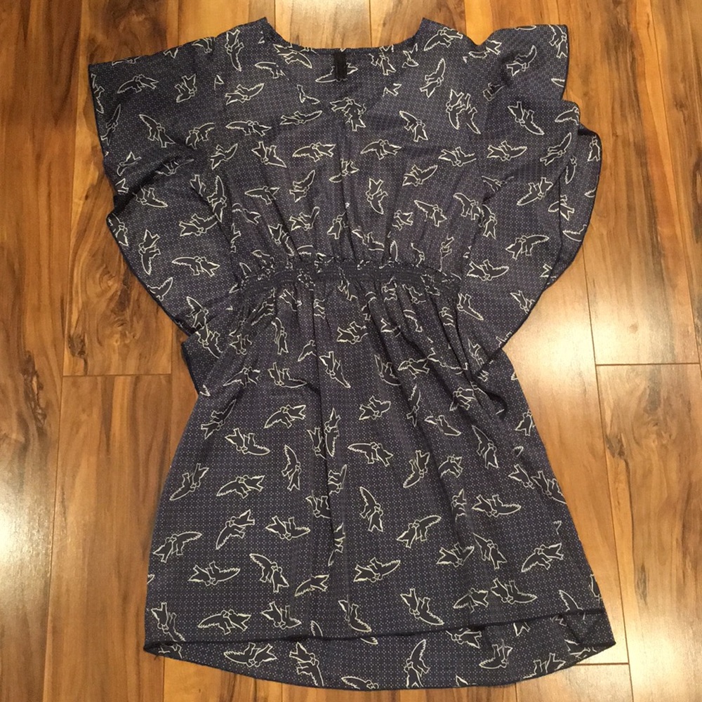Fluttter Sleeve Dove Navy Dress